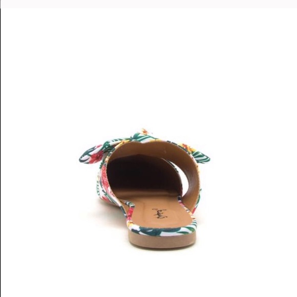 Tropical print mules pointed toe bow - Picture 7 of 8